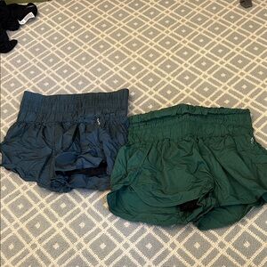 Women's Athletic Shorts in Green and Blue